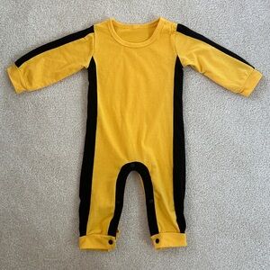 Baby Bruce Lee Costume Yellow and Black Kids One Piece
